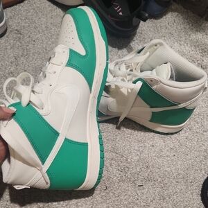 Green and White High-Top Sneakers